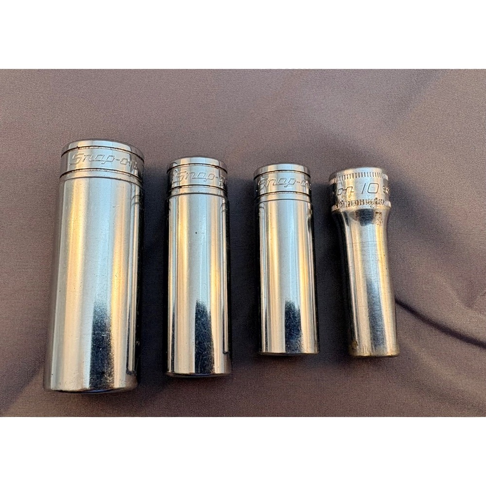 Snap-on 1/2 Drive Deep Socket Set 4pc 3/4 11/16 1/2 10mm 6-Point SFS24 SFSM10